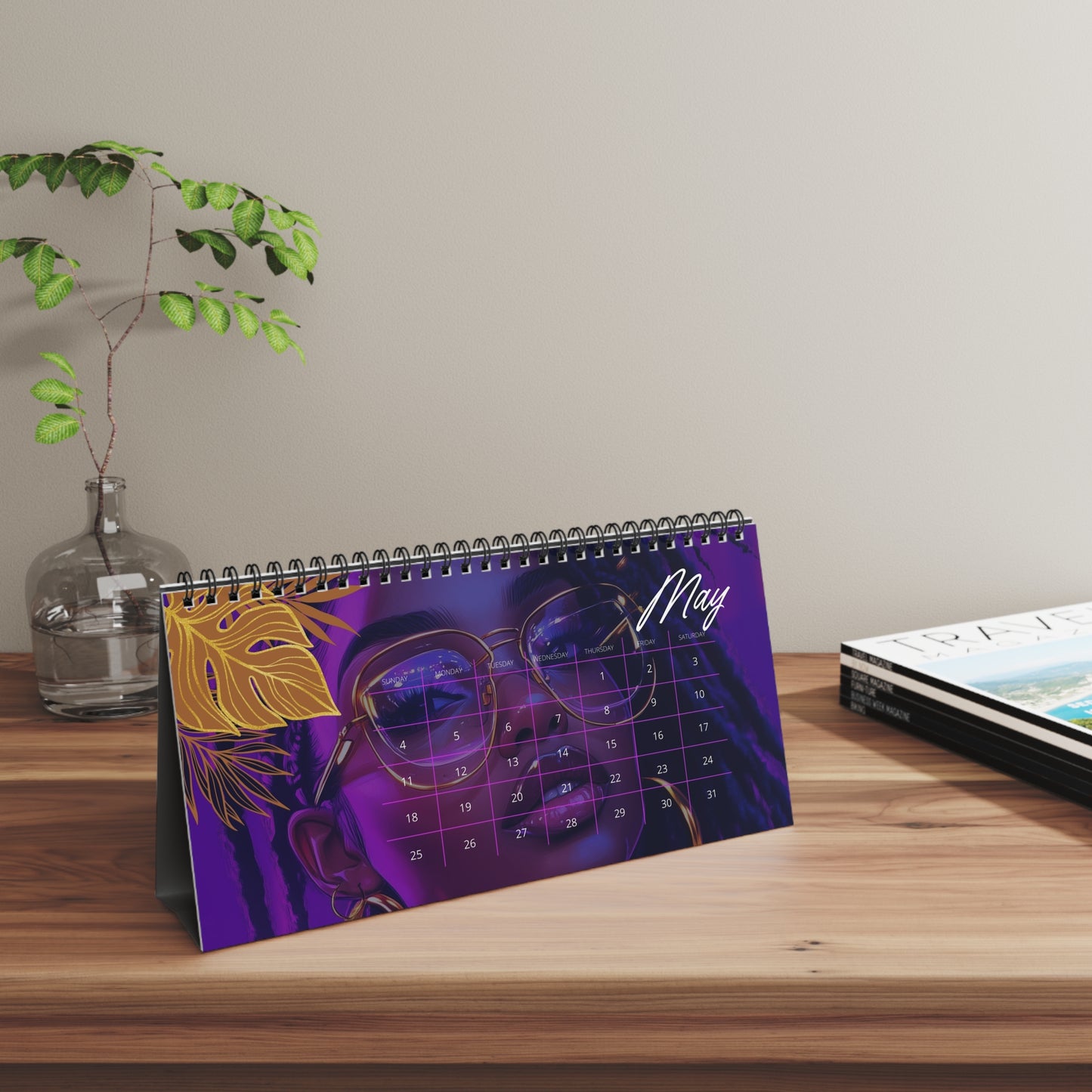 2025 Calendar Featuring Beautiful African American Women with Stylish Eyeglasses - Unique AI Art Design