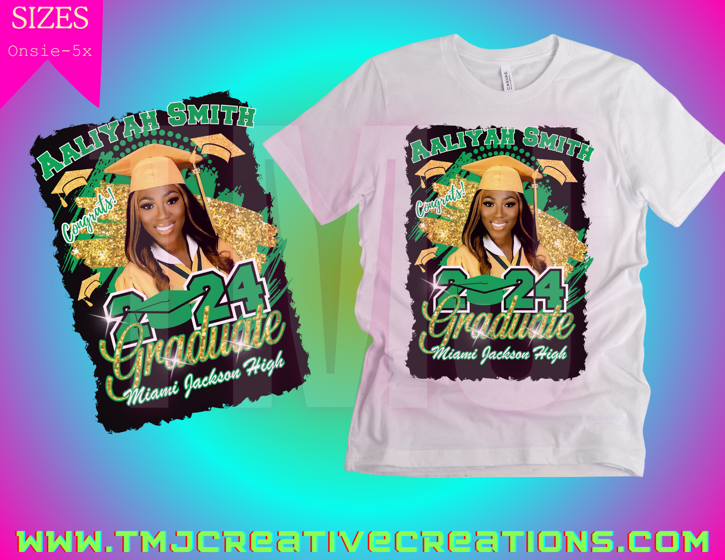 GREEN AND YELLOW GRADUATION SHIRTS