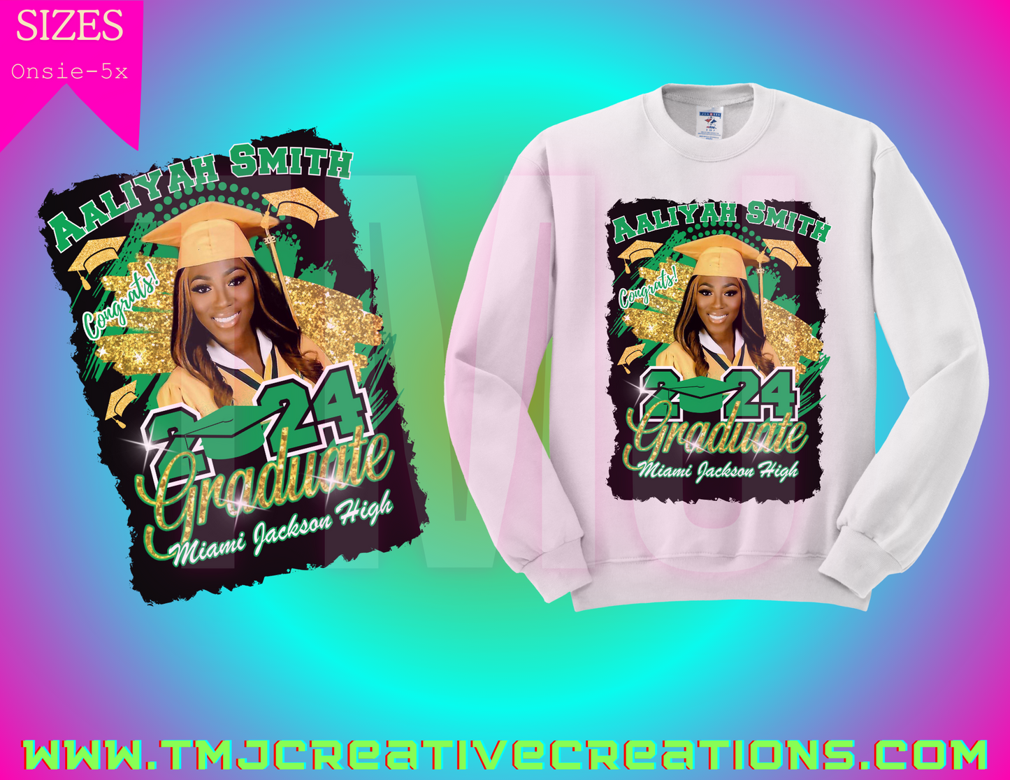 GREEN AND YELLOW GRADUATION SHIRTS