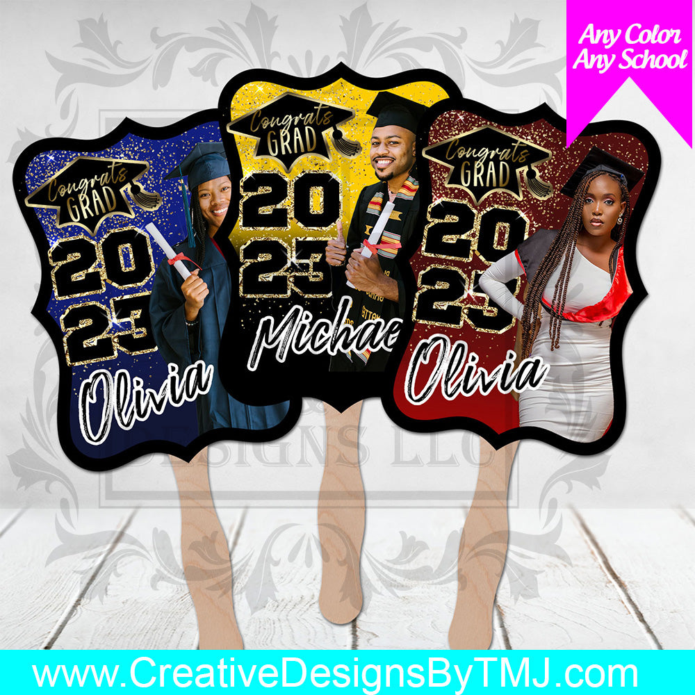 GRADUATION FANS Graduation Fans Grad Fan Custom Fan Graduation Favor Scroll Fan Graduation College High School Photo Fan Wedding Fan