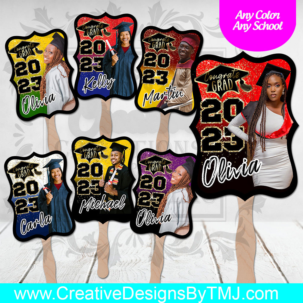 GRADUATION FANS Graduation Fans Grad Fan Custom Fan Graduation Favor Scroll Fan Graduation College High School Photo Fan Wedding Fan