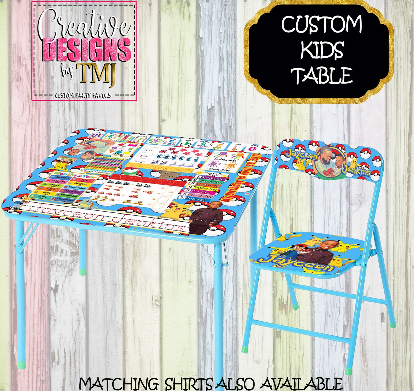 CUSTOM LEARNING TABLE and Chair Set Custom Learning Table Learning table Kids Learning Table Learning Activity Table Theme Learning Table