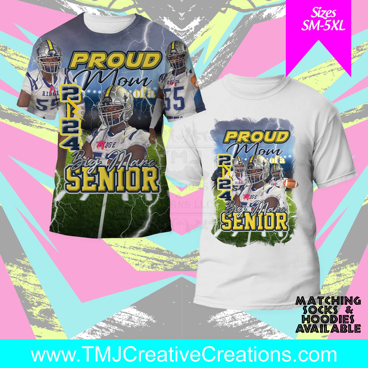 CUSTOM SENIOR NIGHT Custom Sports Shirt Senior Night Shirt Custom Football Allover Shirt Football Shirt Bundle Football Long Sleeve Shirt