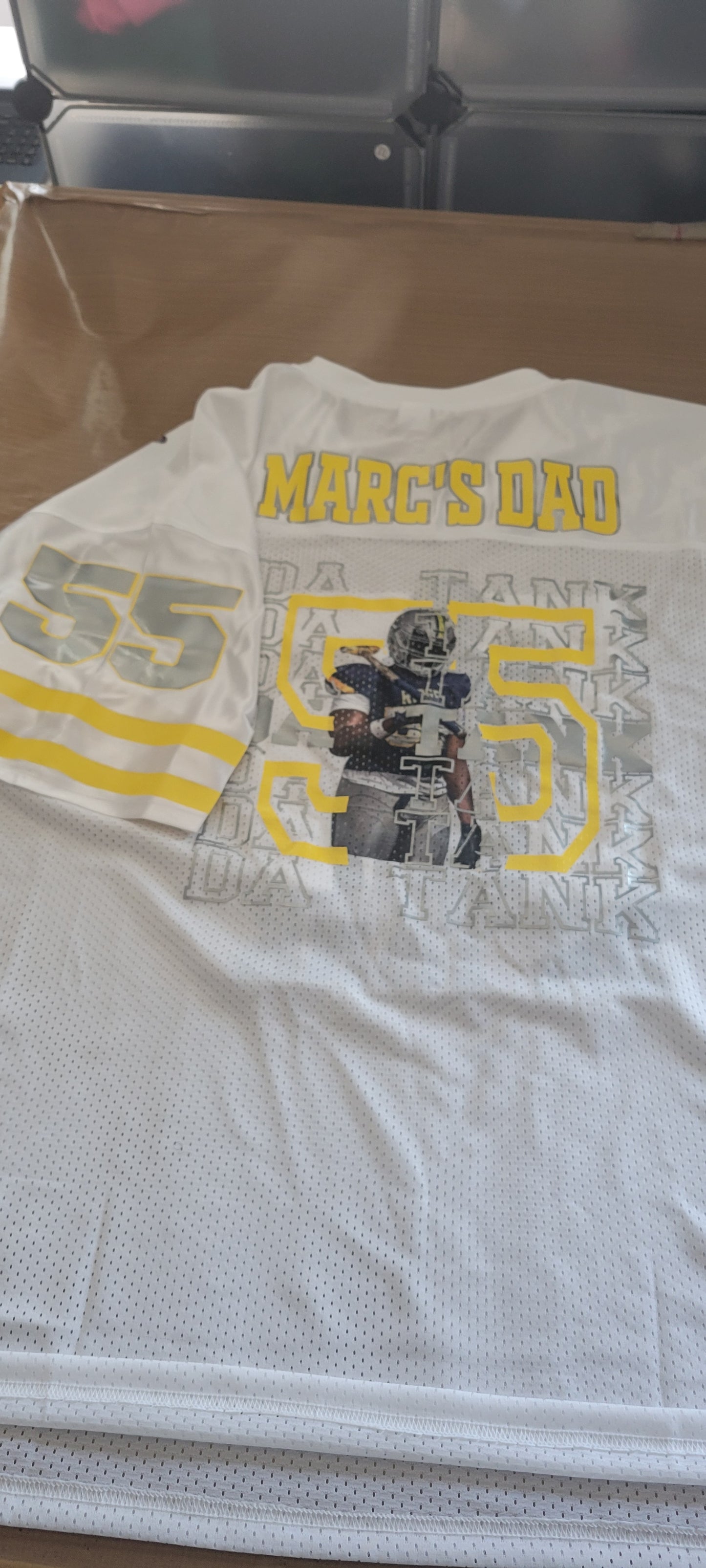 Custom Football Jersey — Vinyl Personalized Team Name + Number