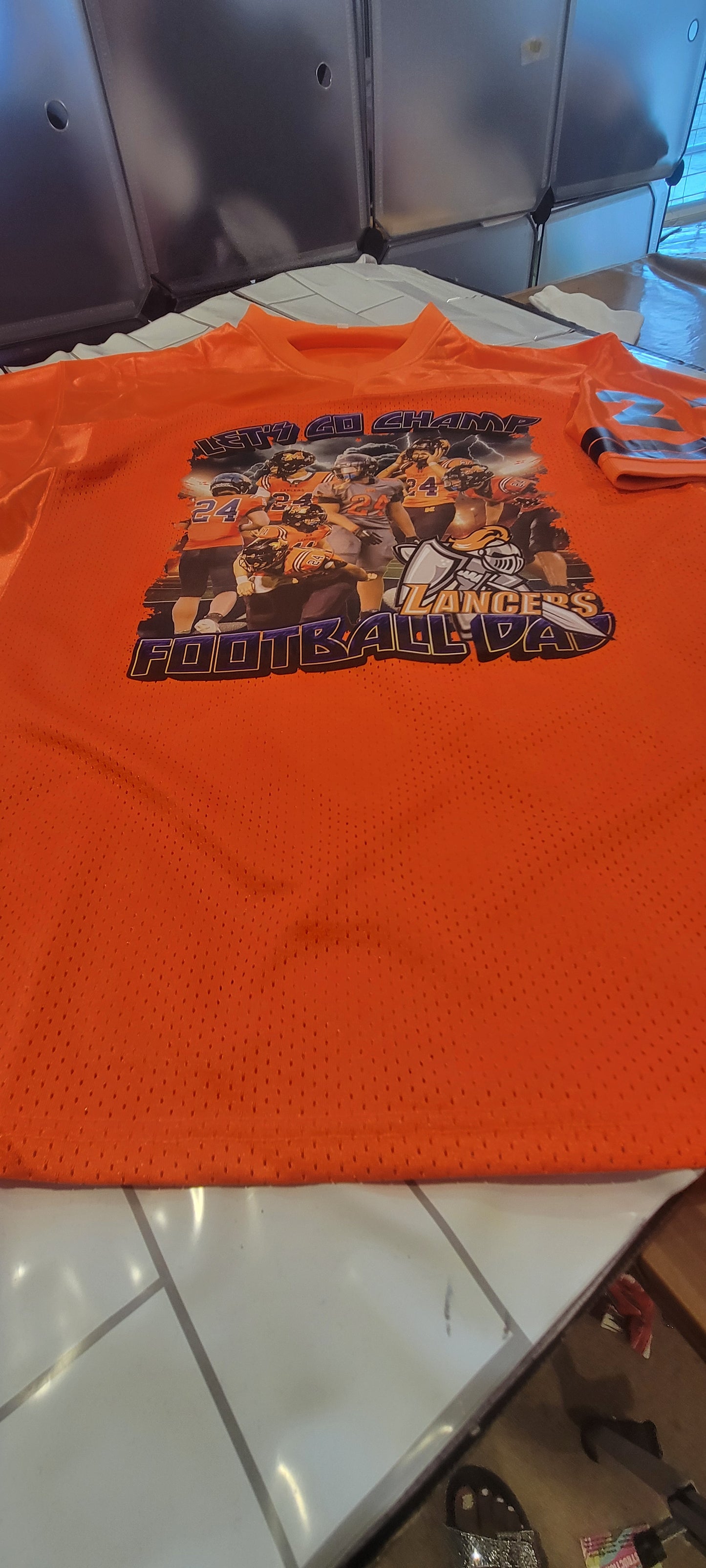 Custom Football Jersey — Vinyl Personalized Team Name + Number