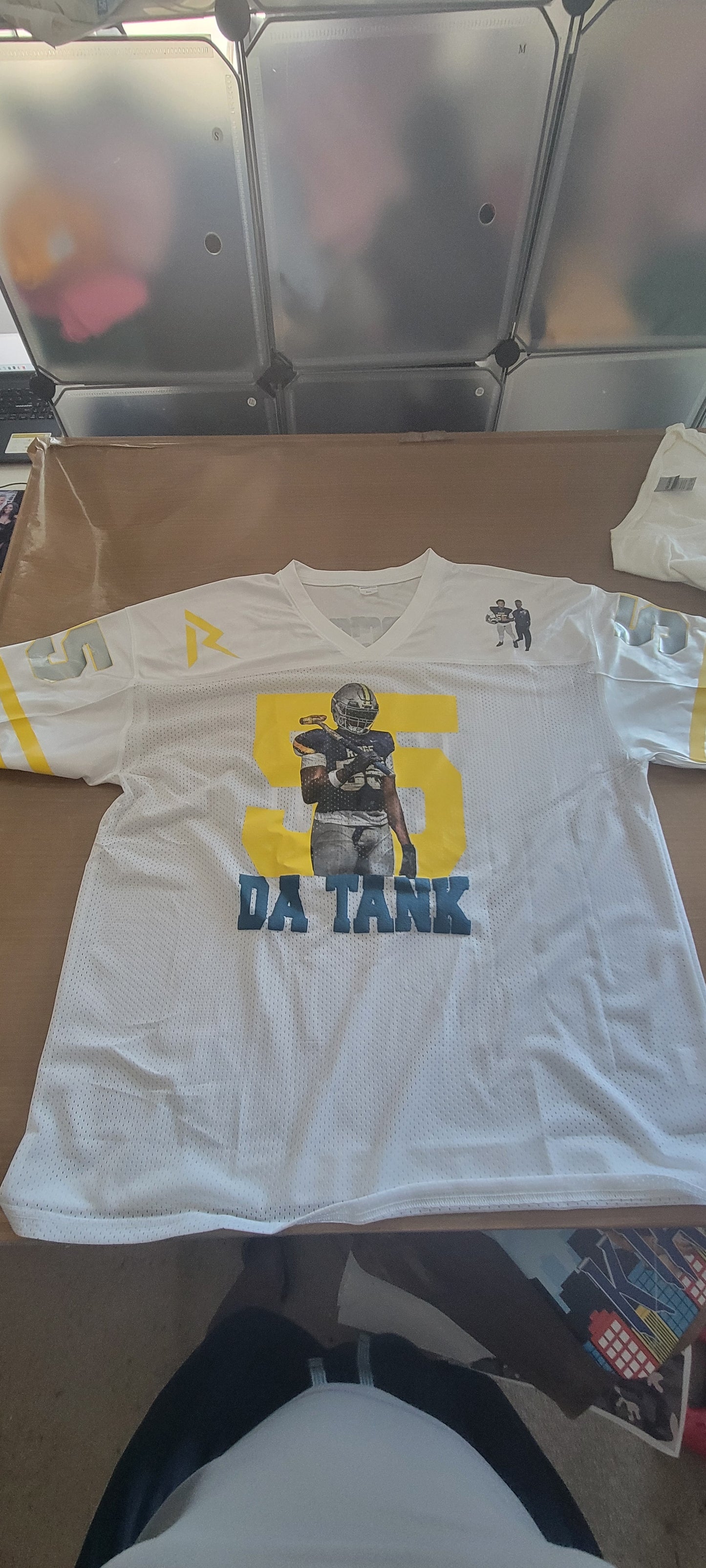 Custom Football Jersey — Vinyl Personalized Team Name + Number