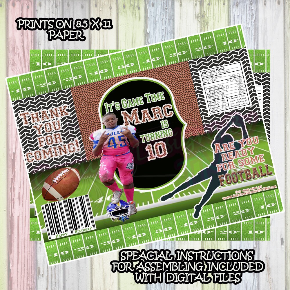 FOOTBALL Theme Chip Bag Sports Party Bag Sports Custom Chipbag Green bag Men Bags Football Basketball Soccer COLLEGE FOOTBALL team bag