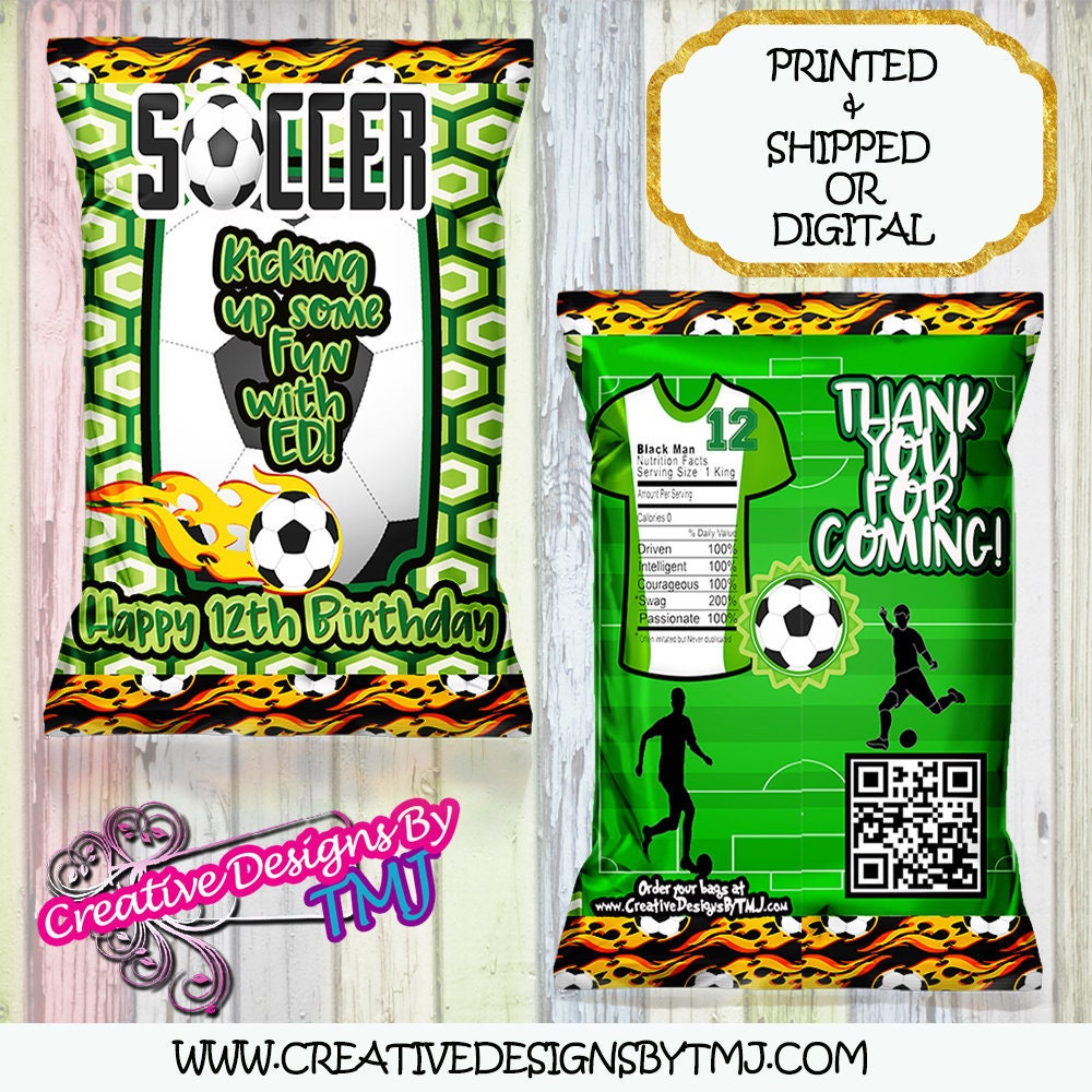 SOCCER Theme Chip Bag Sports Party Bag Sports Custom Chipbag Green bag Men Bags Football Basketball Soccer COLLEGE FOOTBALL team bag