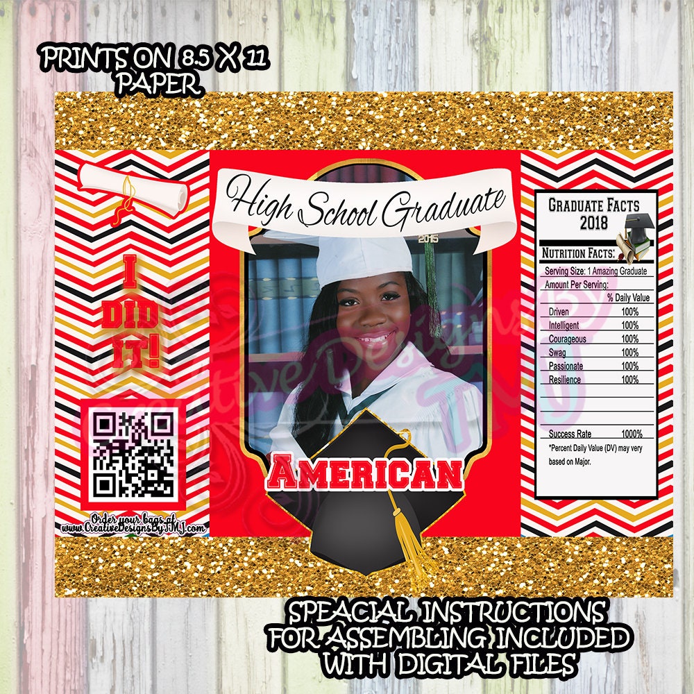 GRADUATION Chip Bag Trunk Party Bags Grad Chipbags Custom Chip bag Black and Gold Bags Cute Grad Bags College Chip Bag University Chip Bag
