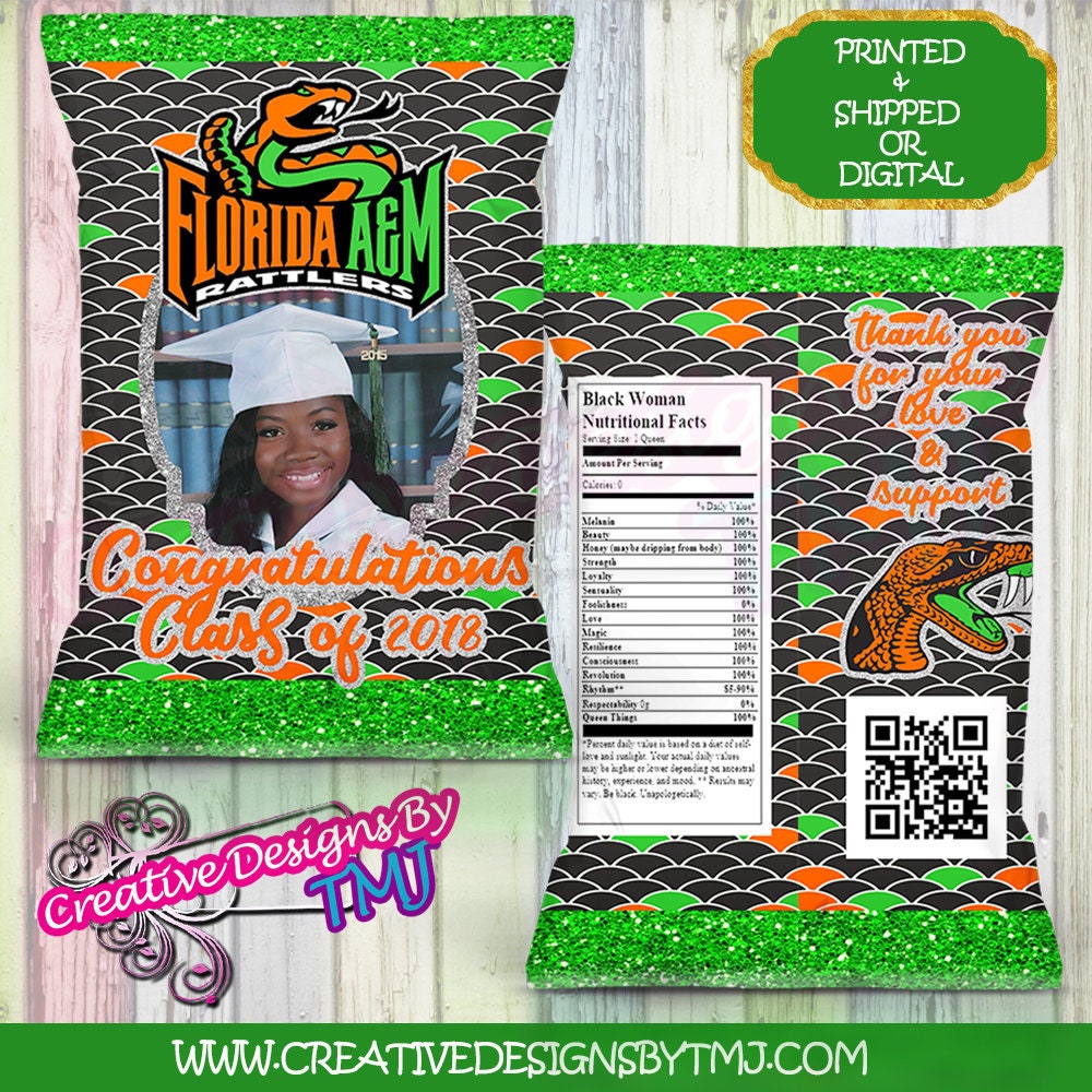 GRADUATION Chip Bag FAMU Chipbags Custom Chip bag Green Bags Cute Grad Bags College Chip Bag FLORIDA A&M University Chip Bag Rattlers