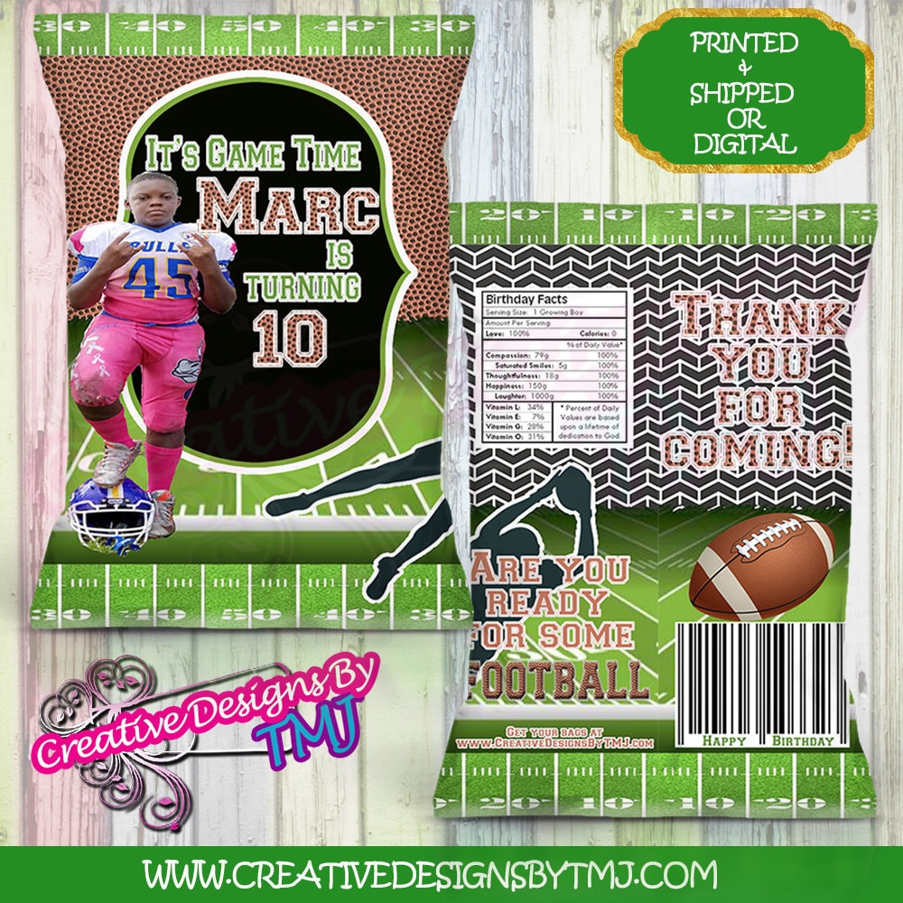 FOOTBALL Theme Chip Bag Sports Party Bag Sports Custom Chipbag Green bag Men Bags Football Basketball Soccer COLLEGE FOOTBALL team bag