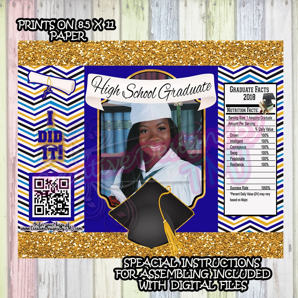 GRADUATION Chip Bag Trunk Party Bags Grad Chipbags Custom Chip bag Black and Gold Bags Cute Grad Bags College Chip Bag University Chip Bag
