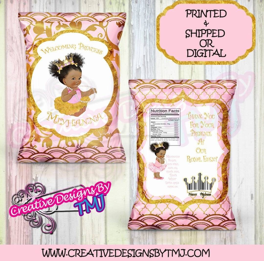 TUTU BABY SHOWER Tutu Favors Princess Chipbag Tutu Digital Tutu Water Bottle label Digital Custom Chip Ethnic Baby Chipbag Black girl bag