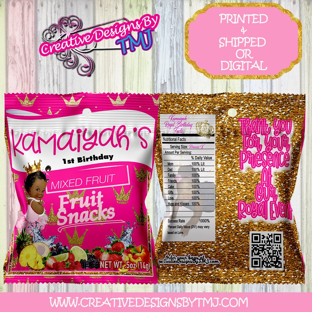 TUTU BIRTHDAY ETHNIC Girl Favors Tutu Baby Bags Tutu Invitation Tutu Digital Tutu Black Baby Chip Bag Royal Baby Custom Chip Bag Royal Baby
