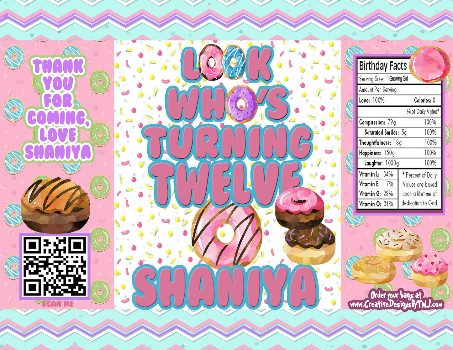 Donut Chip Bags Donut Juice Pouch Donut 1st Birthday Doughnut Capri Sun Label Donut favors Donut Invite Doughnut Bag Donut Candy Wrapper