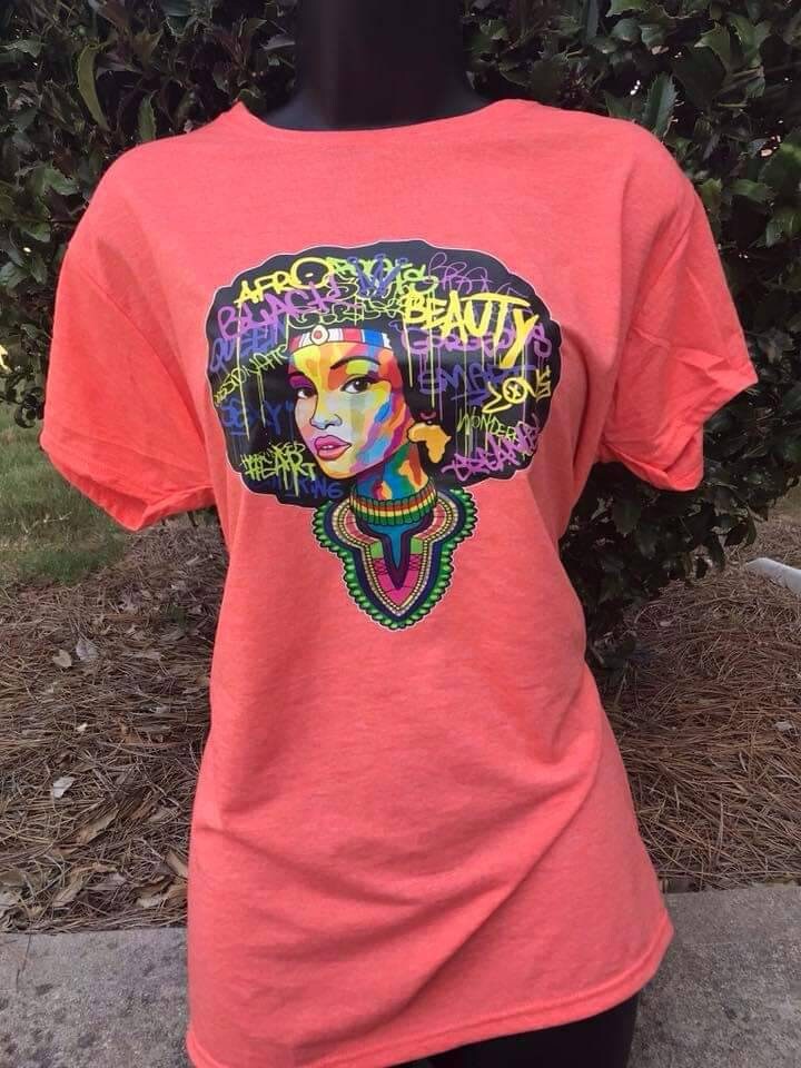 AFRO BEAUTY T-SHIRT Afro Girl T-Shirt African American Woman T-Shirt Black Woman T-Shirt Black Lady Shirt Afro Lady Shirt Black Girl Magic