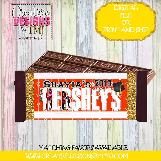 GRADUATION CANDY BAR Trunk Party Candy Grad Candy Bars Custom Chip Candy Bars Red and Gold Candy bars College Candy Bar University Candy Bar