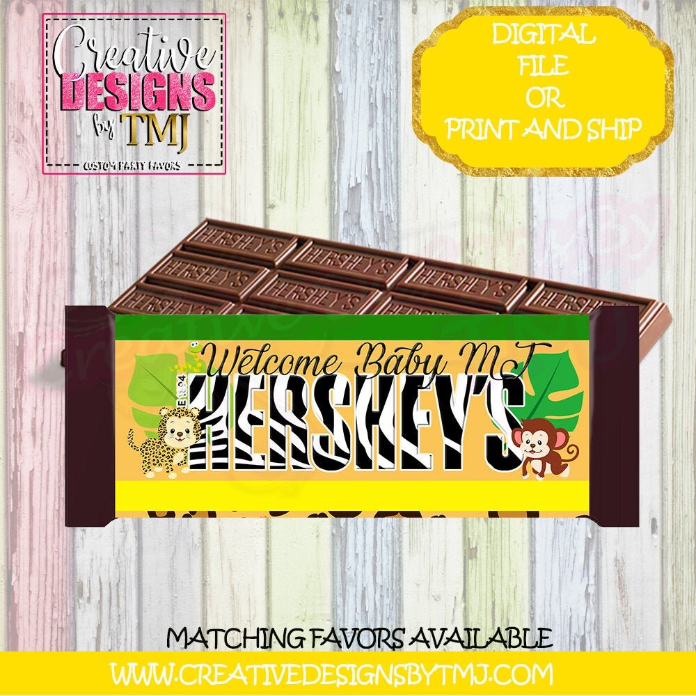 SAFARI BABY SHOWER Favors Safari Party Candy Bar Safari Candy Bars Hershey Candy Bars Safari Party Candy bars Jungle Candy Bar Jungle Party