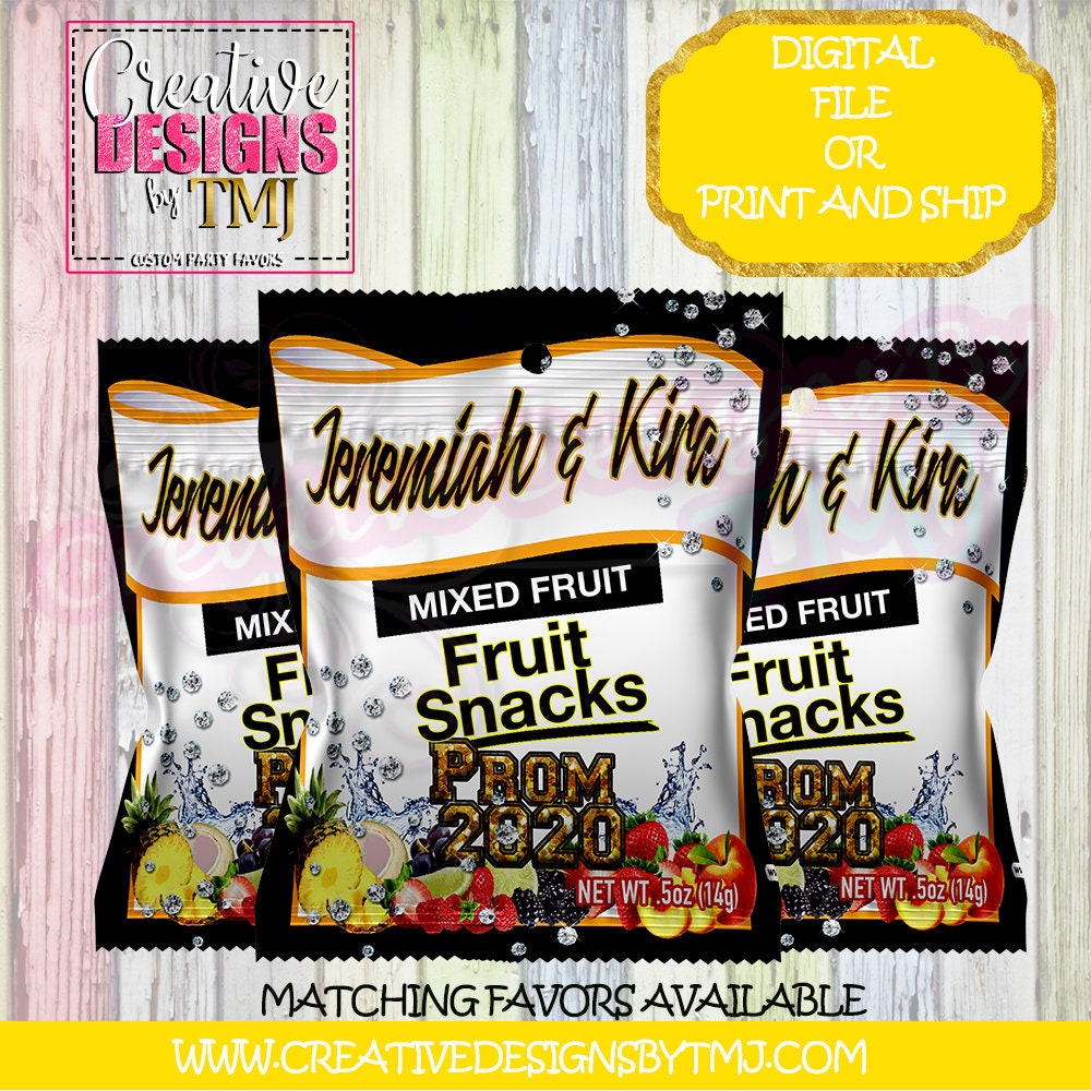 PROM SENDOFF Favors Prom Capri Sun Prom Party Favors Wedding Favor Diamond Chip Bag Favor Water Bottle Labels Juice Fruit Snacks Candy Bar