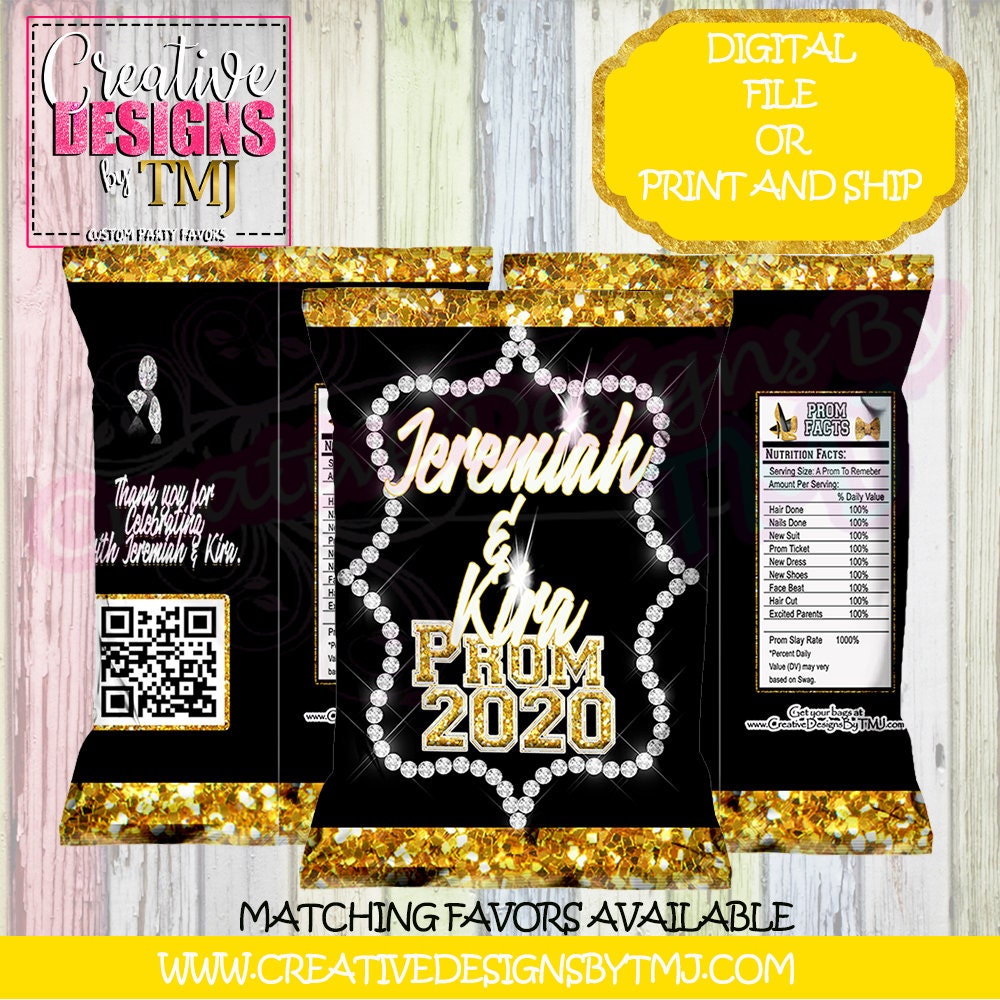 PROM SENDOFF Favors Prom Capri Sun Prom Party Favors Wedding Favor Diamond Chip Bag Favor Water Bottle Labels Juice Fruit Snacks Candy Bar