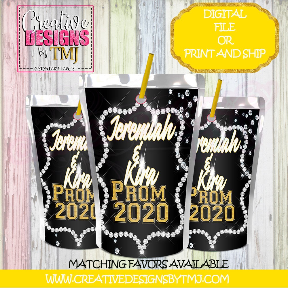 PROM SENDOFF Favors Prom Capri Sun Prom Party Favors Wedding Favor Diamond Chip Bag Favor Water Bottle Labels Juice Fruit Snacks Candy Bar