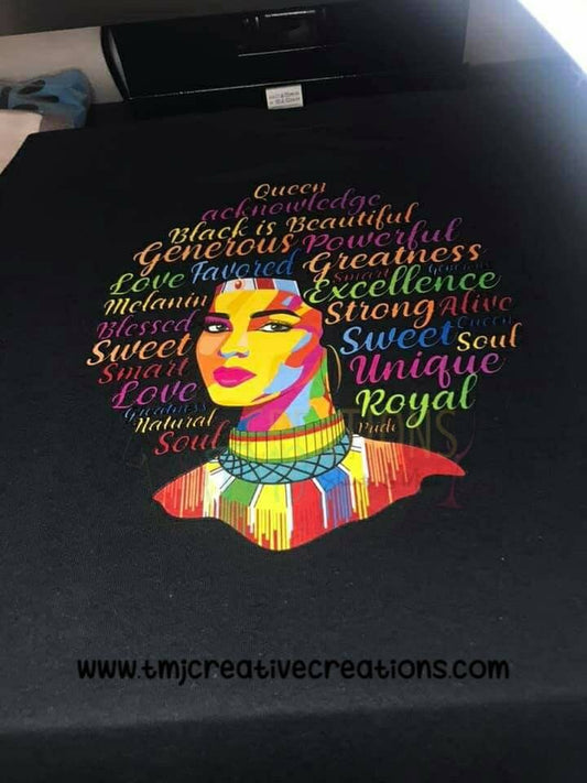 AFRO WORD QUEEN T-Shirt  Afro Queen T-Shirt Afro Woman T-Shirt Woman T-Shirt Lady Shirt Afro Word Diva Shirt Black Girl Magic Afro Girl