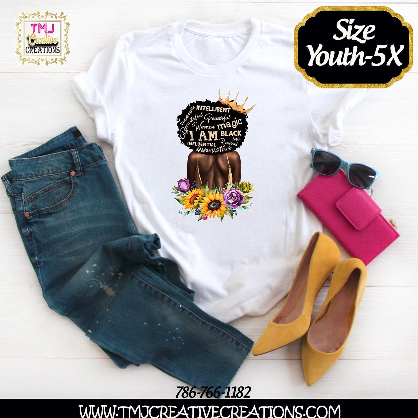 AFRO SUNFLOWER T-shirt and Sunflower BEAUTY T-shirt Sunflower Princess Shirt Black Woman with Sunflowers Afro Beauty Sunflower Shirt cute