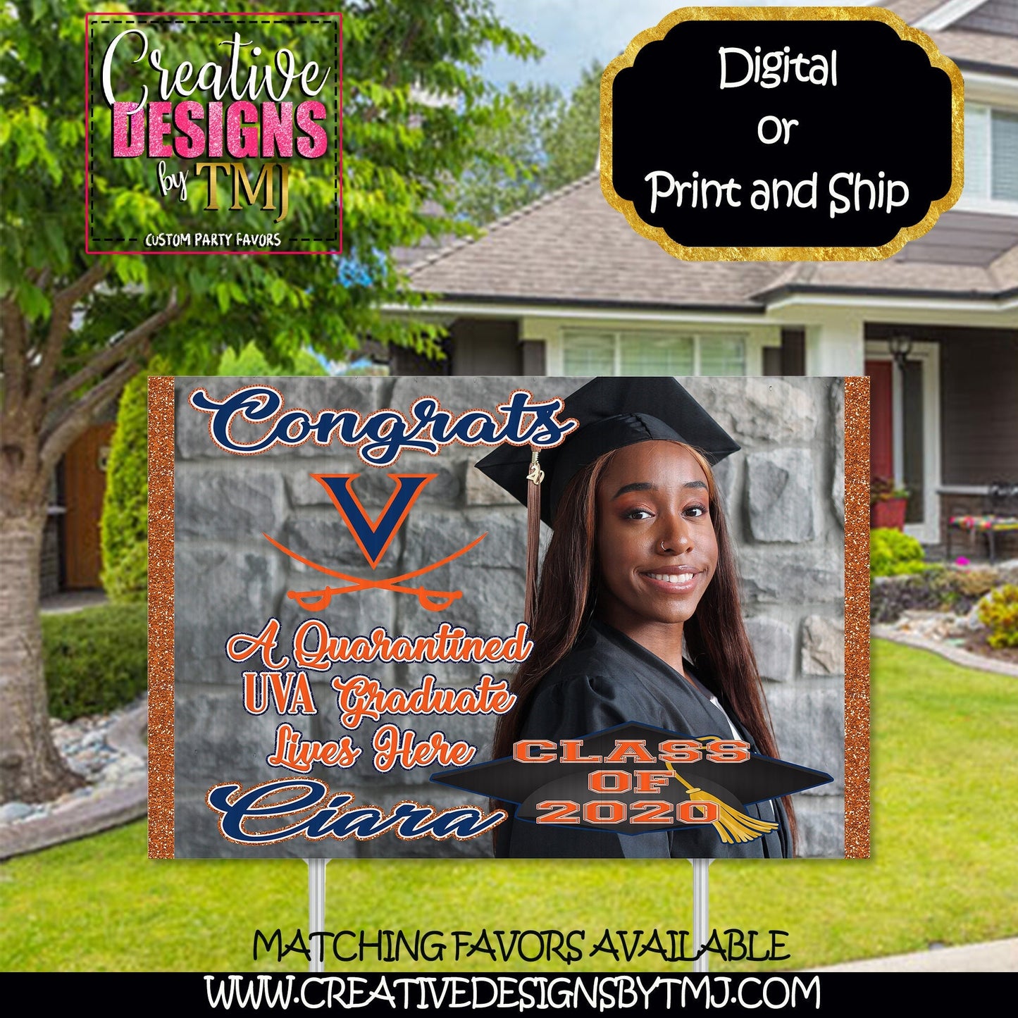 Orange and Blue GRADUATION LAWN Sign Personalized Graduation Sign Customized Graduation Sign Class of 2022 Graduate Sign 2022 Lawn Sign