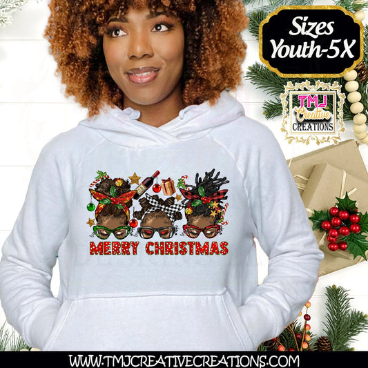 African American Christmas Tshirt Christmas T-Shirts Holiday Messy Bun T-Shirt Holiday Shirt African American Christmas Shirt Dread Loc