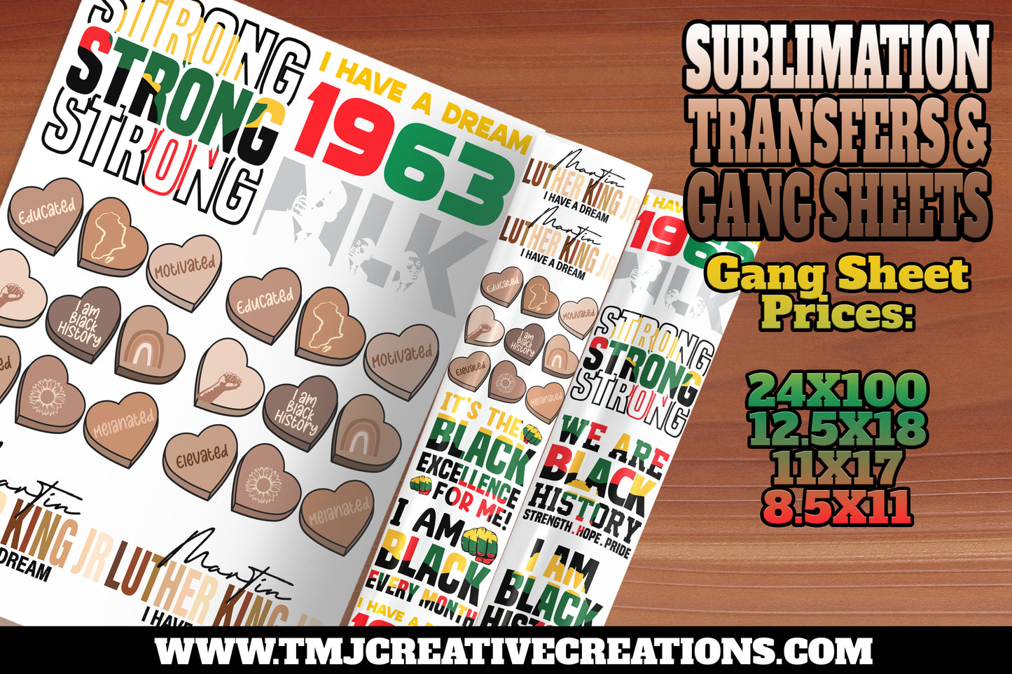 Custom Sublimation Gang Sheet, Sublimation transfers Ready for Press, Sublimation Transfers, High Quality, Ready for Press, Sub Print 24X100