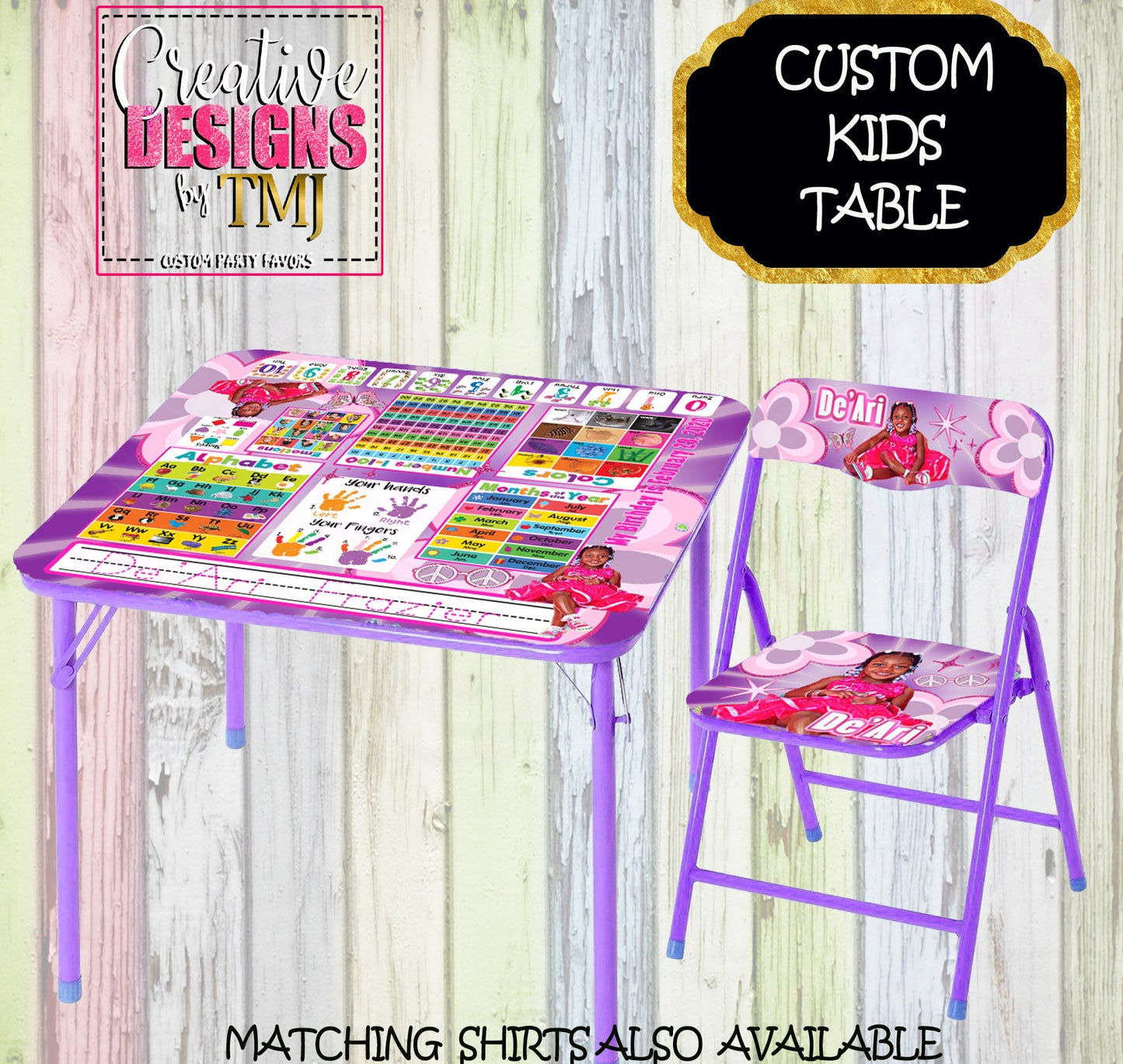 CUSTOM LEARNING TABLE and Chair Set Custom Learning Table Learning table Kids Learning Table Learning Activity Table Theme Learning Table