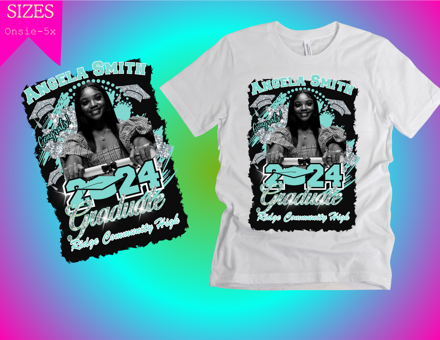 GLITTER GRAD CAP CUSTOM GRADUATION SHIRT