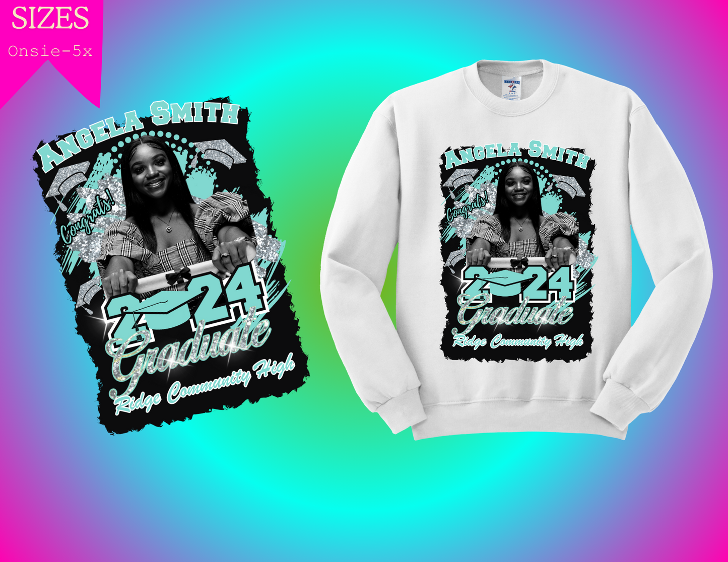 GLITTER GRAD CAP CUSTOM GRADUATION SHIRT