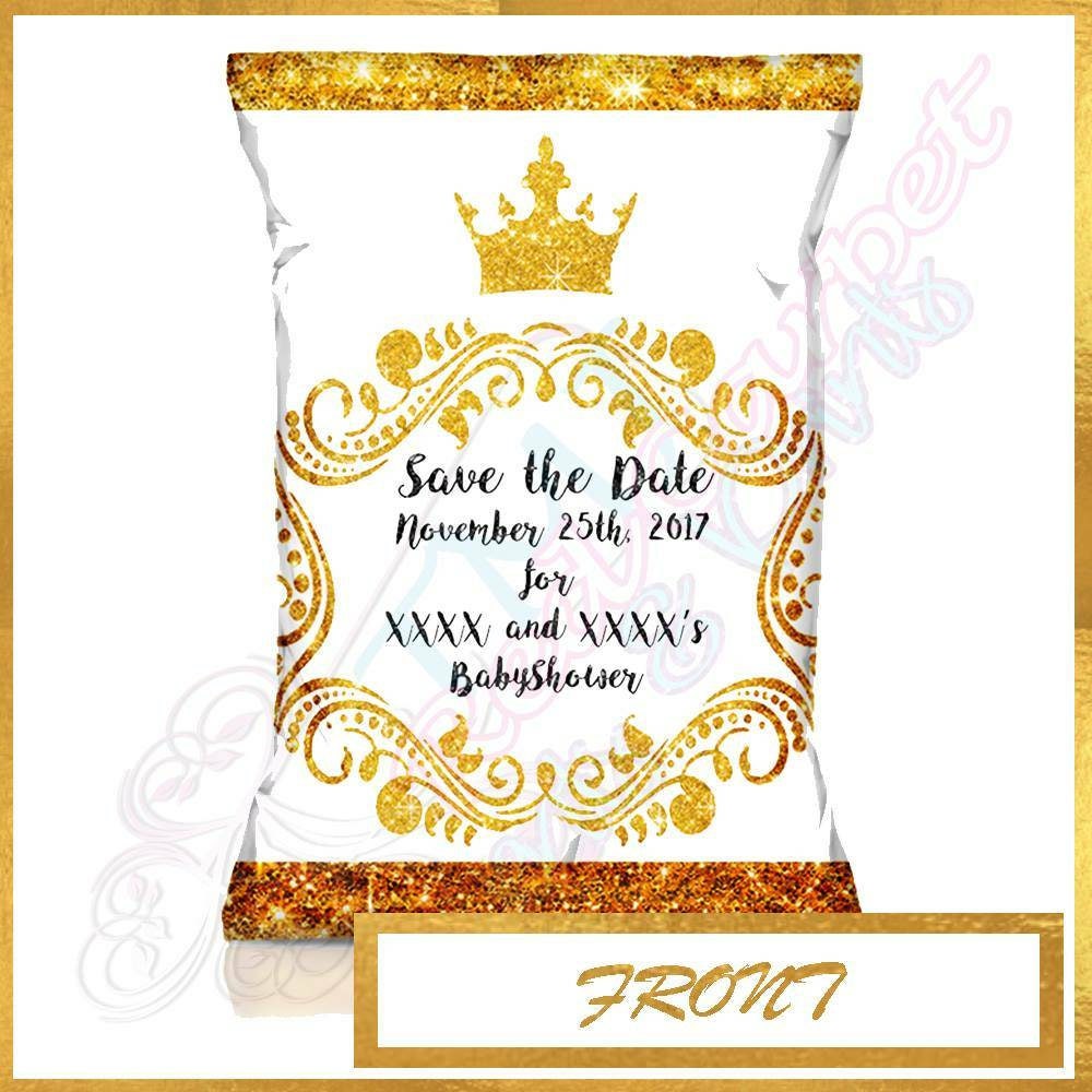 Gender Reveal Chip Bag Royal Save the Date Royal Baby Shower Wedding  Popcorn Bag Boy Girl Prince Princess Royal Party Favors Royal Favors