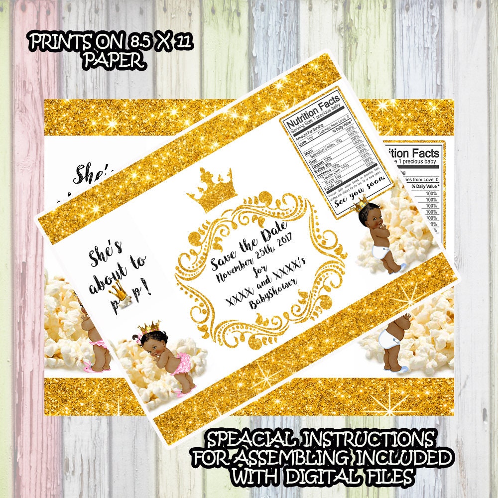 Gender Reveal Chip Bag Royal Save the Date Royal Baby Shower Wedding  Popcorn Bag Boy Girl Prince Princess Royal Party Favors Royal Favors
