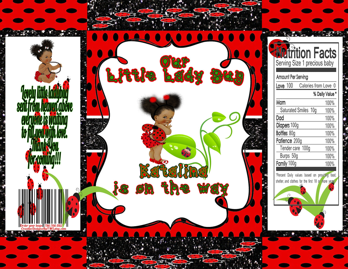 LADYBUG BABYSHOWER Ladybug Favors  Ladybug Bags Ladybug Invitation Ladybug Digital Ladybug Chip Bag Filter Digital Custom Chip