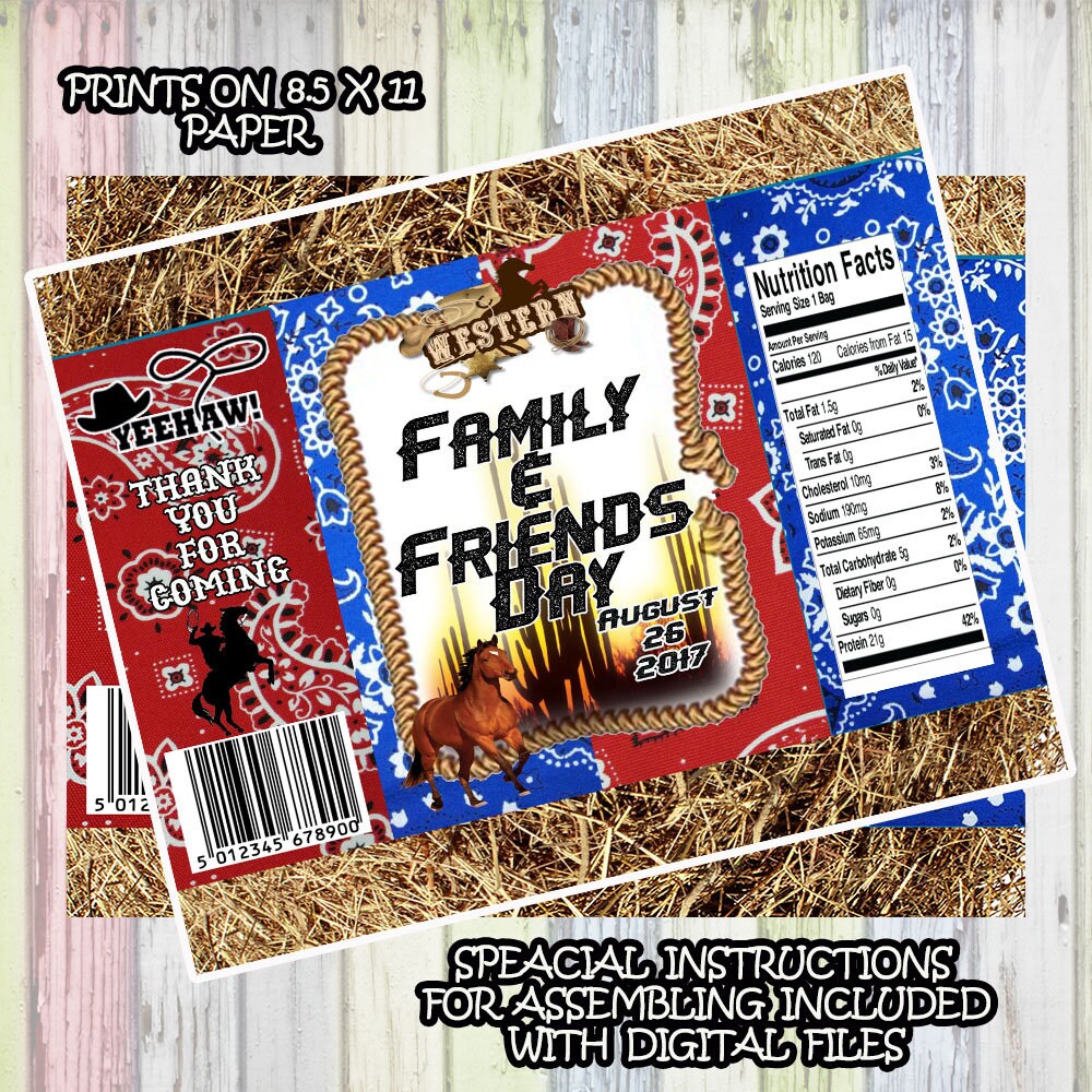 Western Favors WESTERN Party Western Bags Western Invitation Western Digital Western Chip Bag Filter Digital Customized Chip