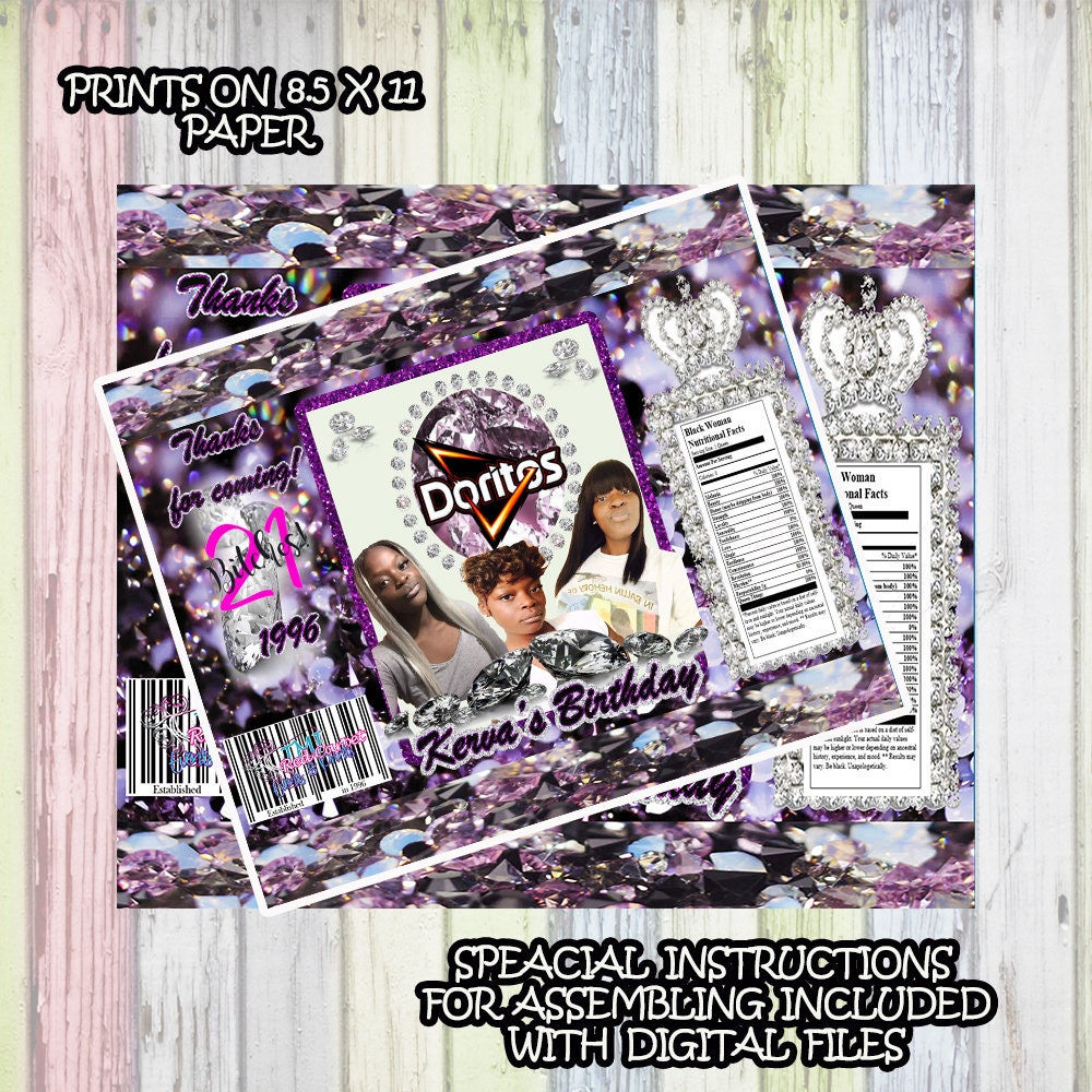 21st Birthday Chip Bag  Savage Girl Bag Custom Chipbag Purple Chipbag Pretty Bags Cute Bags