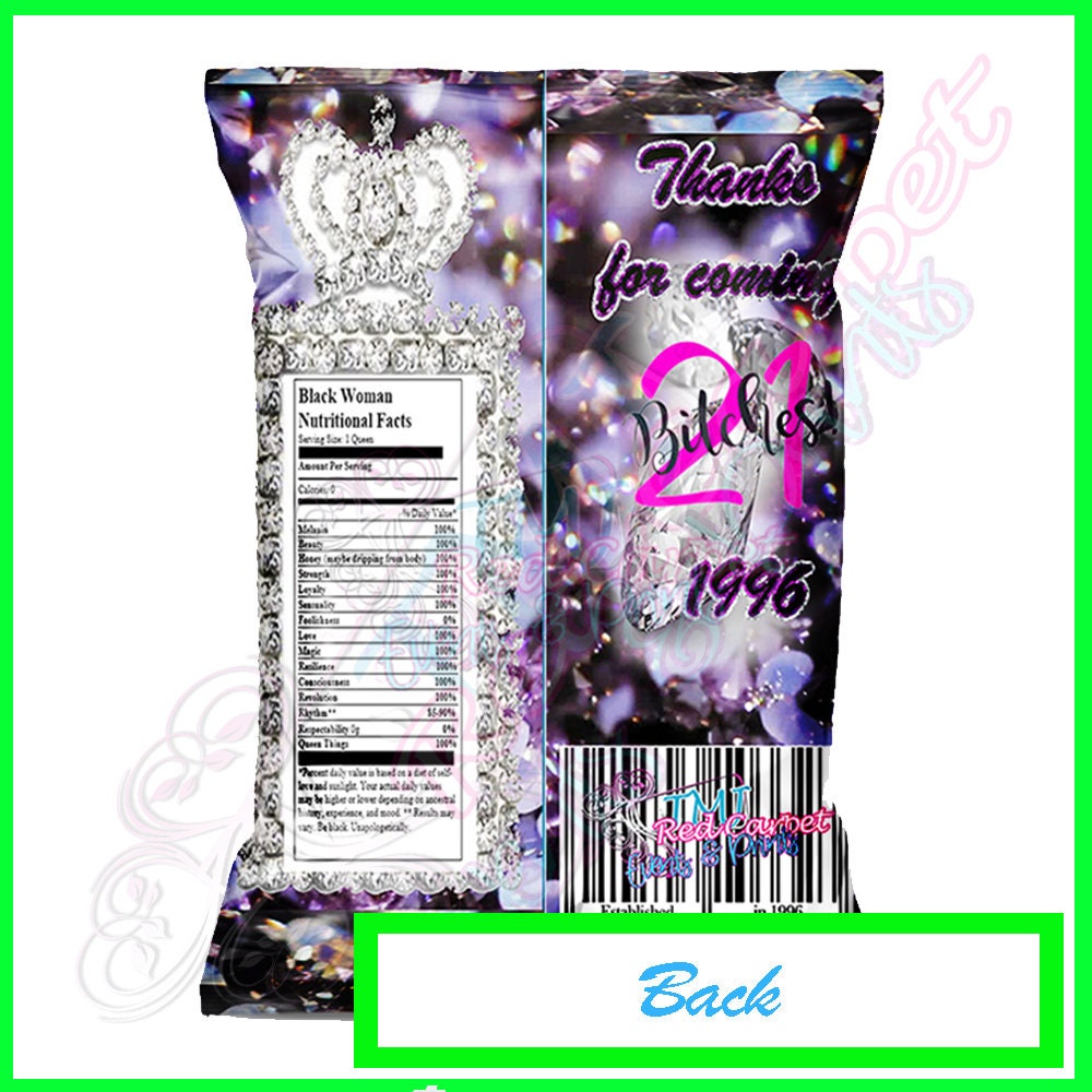 21st Birthday Chip Bag  Savage Girl Bag Custom Chipbag Purple Chipbag Pretty Bags Cute Bags