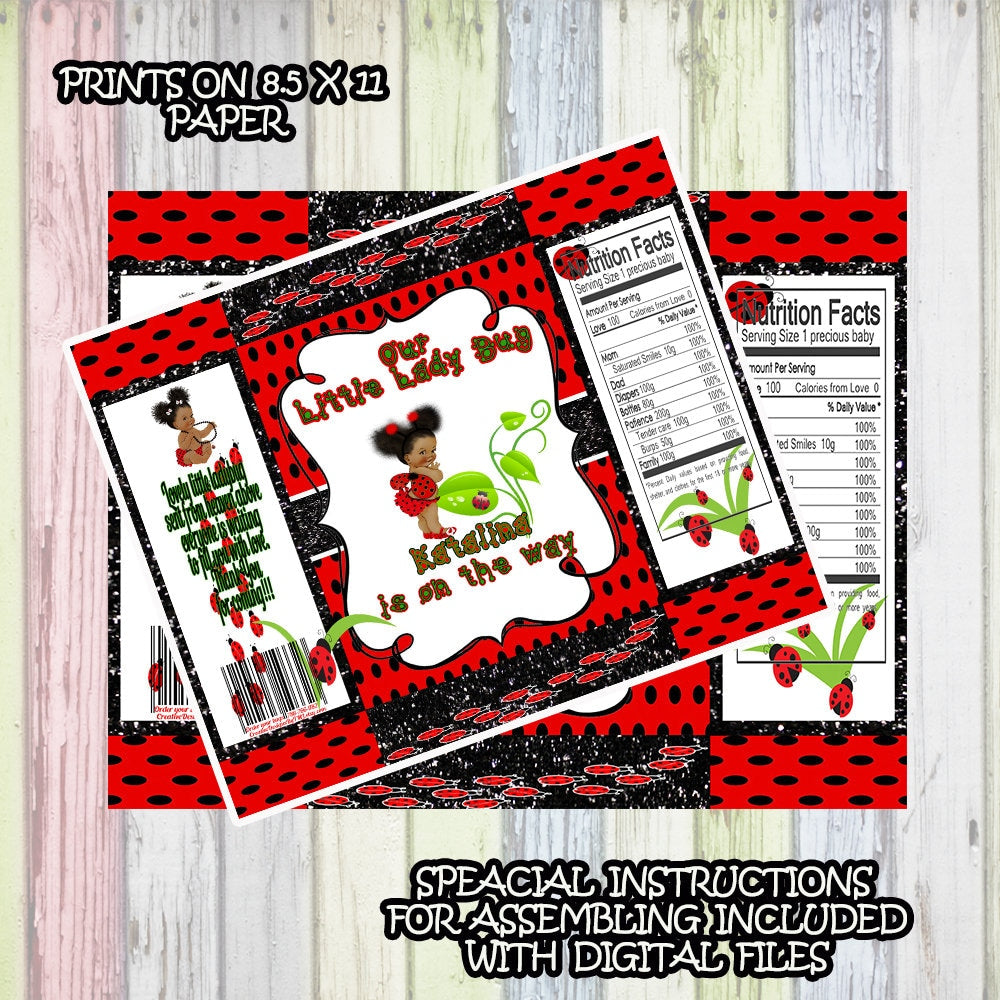 LADYBUG BABYSHOWER Ladybug Favors  Ladybug Bags Ladybug Invitation Ladybug Digital Ladybug Chip Bag Filter Digital Custom Chip