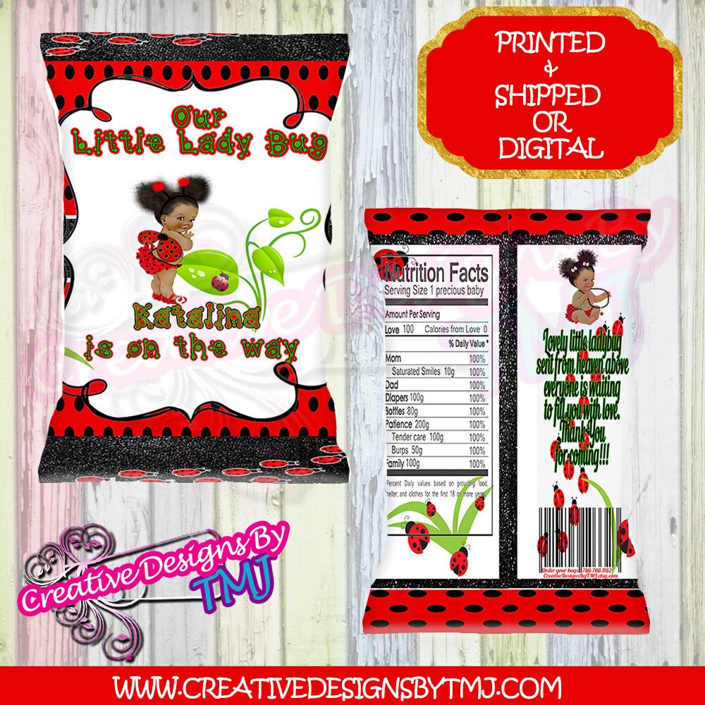 LADYBUG BABYSHOWER Ladybug Favors  Ladybug Bags Ladybug Invitation Ladybug Digital Ladybug Chip Bag Filter Digital Custom Chip