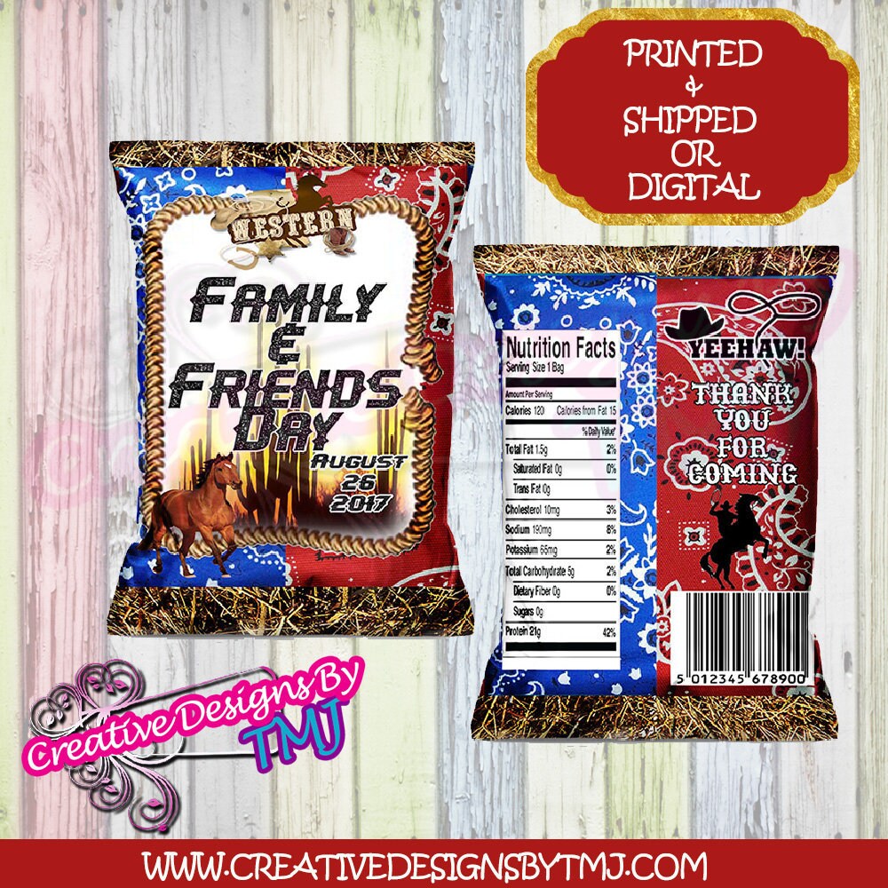 Western Favors WESTERN Party Western Bags Western Invitation Western Digital Western Chip Bag Filter Digital Customized Chip