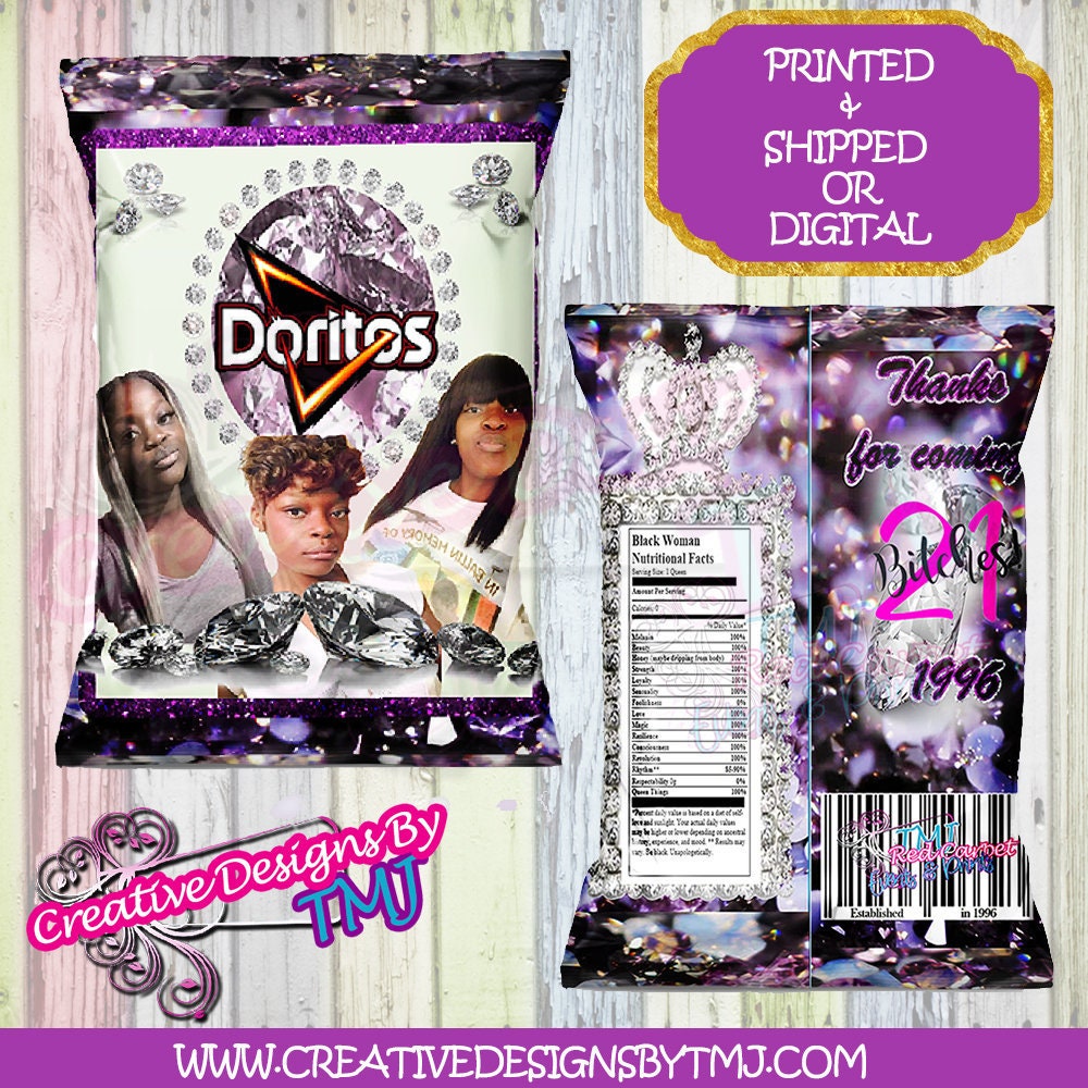 21st Birthday Chip Bag  Savage Girl Bag Custom Chipbag Purple Chipbag Pretty Bags Cute Bags