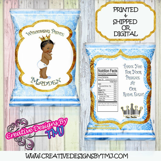 ROYAL PRINCE BABYSHOWER Royal Prince Favors Light Blue Prince Bags Prince Invitation Royal Prince Chip Bag Prince Filter Prince Custom Chip