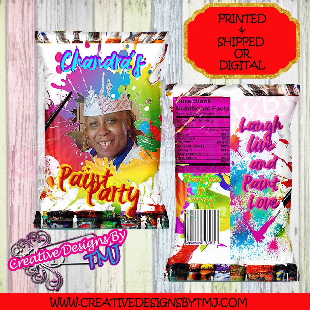Paint Party Chip Bag Painting With a Twist Party Chip Bag Custom Chipbag Purple Chipbag Pretty Bags Cute Bags Paint Party Chip Bag