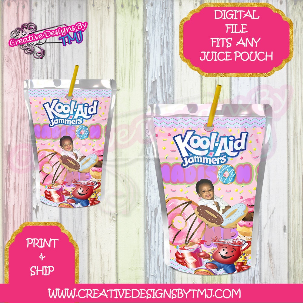 Donut Juice Pouch Donut 1st Birthday Label Capri Sun Label Custom Labels Birthday Labels Donut  Kool Aid jammers Labels Donut Party favors