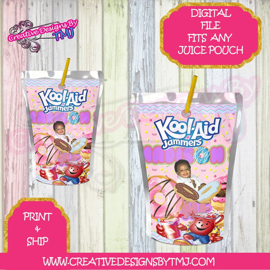 Donut Juice Pouch Donut 1st Birthday Label Capri Sun Label Custom Labels Birthday Labels Donut  Kool Aid jammers Labels Donut Party favors