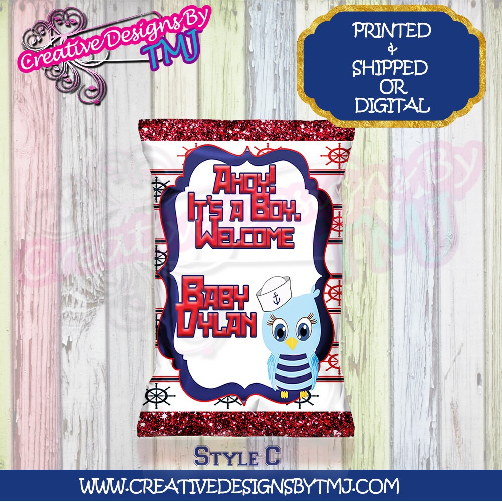 Nautical Chip Bag Nautical Baby Shower Chip Bags Nautical Party Favor Nautical Party Favor Nautical Birthday Party Chip Bag Nautical Favors