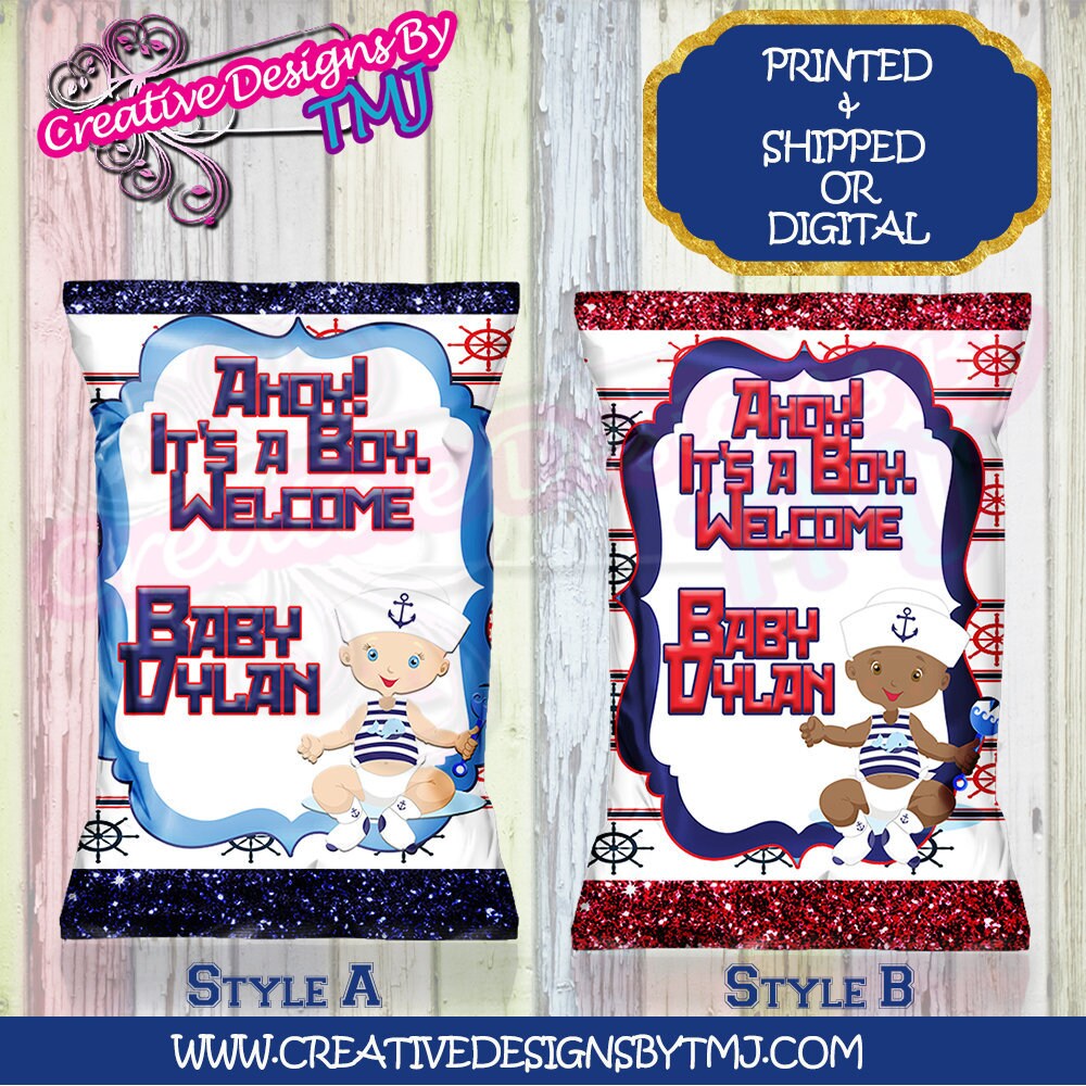 Nautical Chip Bag Nautical Baby Shower Chip Bags Nautical Party Favor Nautical Party Favor Nautical Birthday Party Chip Bag Nautical Favors