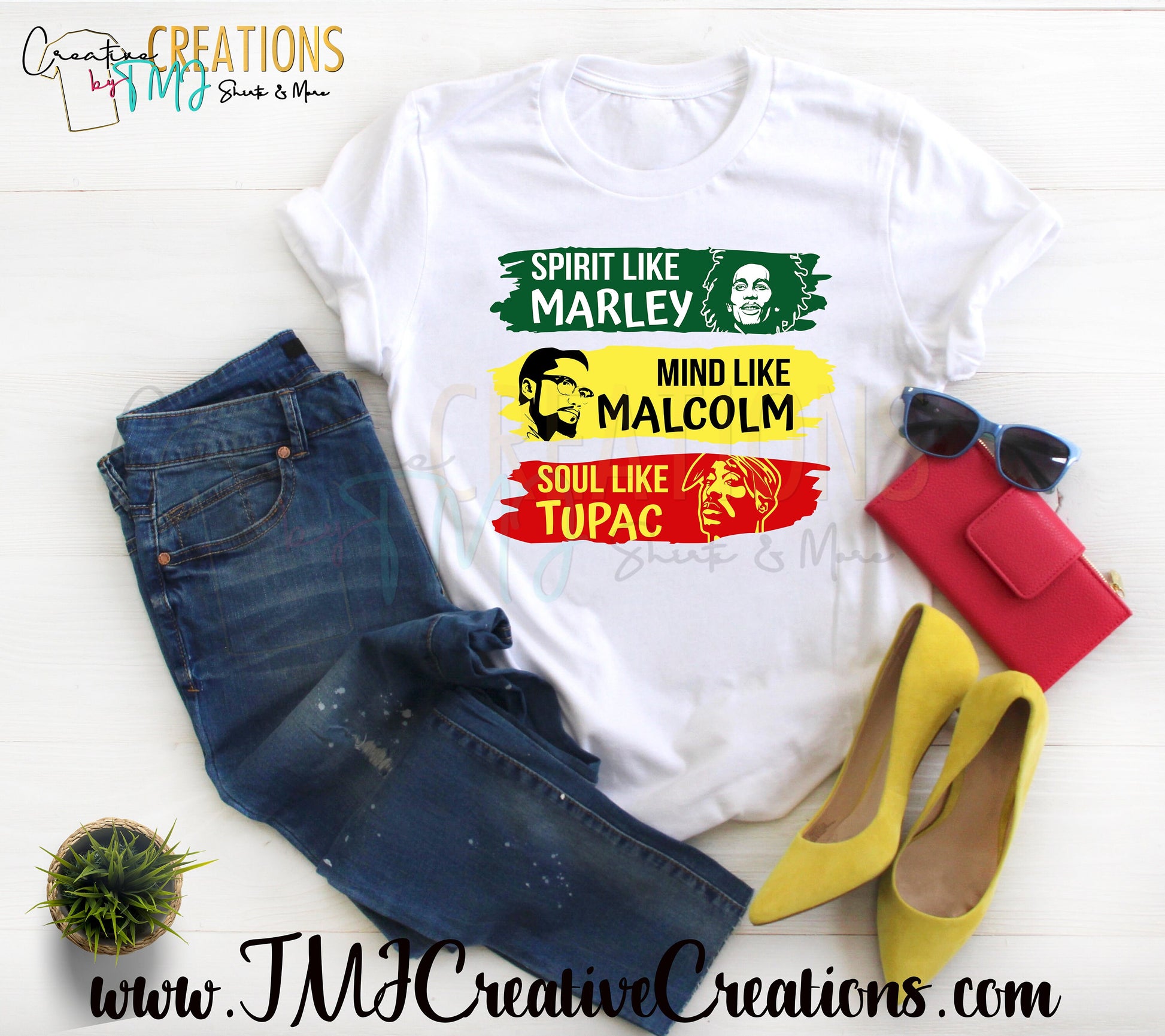 Inspirational T-Shirt Spirit like Marley Mind Like Malcolm Soul Like  Challenge like Rosa Inspire like Michelle Run the World like Bey